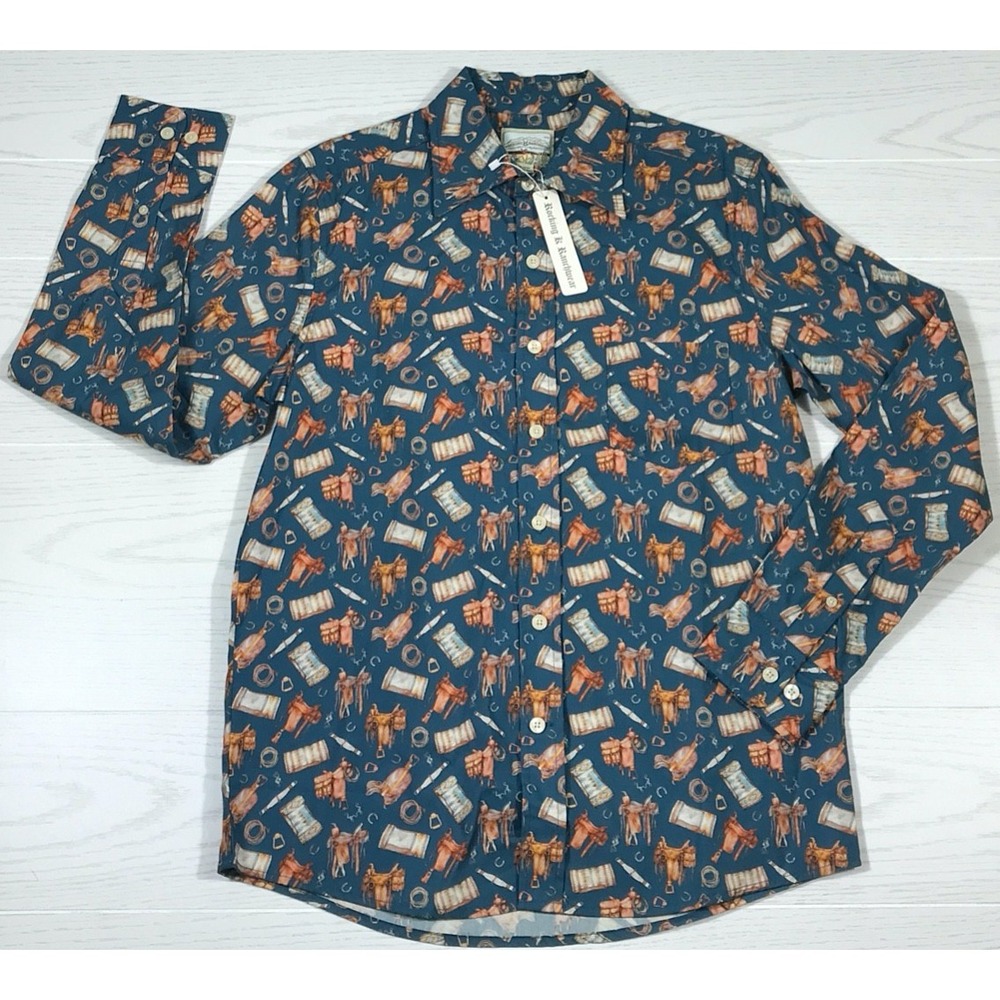 New Rocking K Ranchwear Western Shirt Mens S Kennington Long Sleeve Button Up